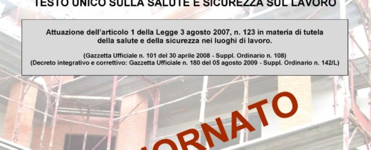 Testo Unico Sicurezza Luoghi di lavoro, aggiornato Febbraio 2019